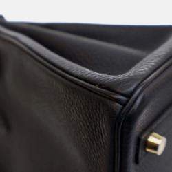 Pre Owned Hermes Birkin 25 Noir Togo Leather Top Handle Bag