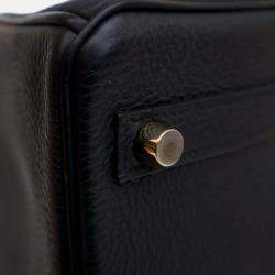 Pre Owned Hermes Birkin 25 Noir Togo Leather Top Handle Bag