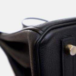 Pre Owned Hermes Birkin 25 Noir Togo Leather Top Handle Bag