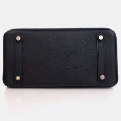 Pre Owned Hermes Birkin 25 Noir Togo Leather Top Handle Bag