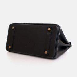 Pre Owned Hermes Birkin 25 Noir Togo Leather Top Handle Bag