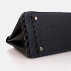 Pre Owned Hermes Birkin 25 Noir Togo Leather Top Handle Bag