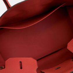 Pre Owned Hermes Birkin 35 Rose Jaipur Pink Red Togo Leather Top Handle Bag