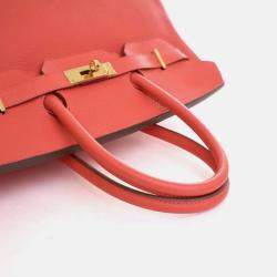 Pre Owned Hermes Birkin 35 Rose Jaipur Pink Red Togo Leather Top Handle Bag