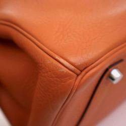 Pre Owned Hermes Birkin 35 Orange Togo Leather Top Handle Bag
