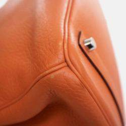 Pre Owned Hermes Birkin 35 Orange Togo Leather Top Handle Bag