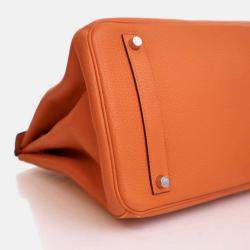 Pre Owned Hermes Birkin 35 Orange Togo Leather Top Handle Bag