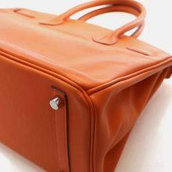 Pre Owned Hermes Birkin 30  Orange Swift Bag 