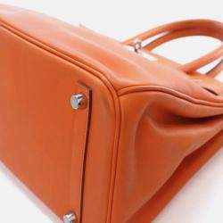 Pre Owned Hermes Birkin 30  Orange Swift Bag 