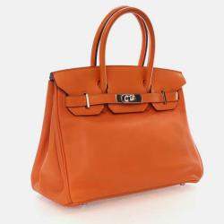 Pre Owned Hermes Birkin 30  Orange Swift Bag 