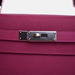 Pre Owned Hermes Kelly Sellier 28 Rose Pourpre Epsom Leather Handbag
