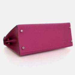 Pre Owned Hermes Kelly Sellier 28 Rose Pourpre Epsom Leather Handbag