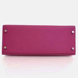 Pre Owned Hermes Kelly Sellier 28 Rose Pourpre Epsom Leather Handbag