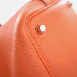 Pre Owned Hermes Picotin 18 Orange Clemence Leather Handbag