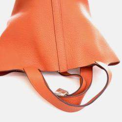 Pre Owned Hermes Picotin 18 Orange Clemence Leather Handbag