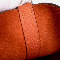 Pre Owned Hermes Picotin 18 Orange Clemence Leather Handbag