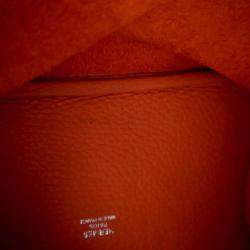 Pre Owned Hermes Picotin 18 Orange Clemence Leather Handbag