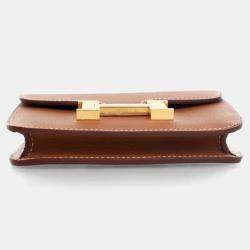 Pre Owned Hermes Constance Slim Wallet Gold Evercolor Leather Wallet
