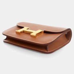 Pre Owned Hermes Constance Slim Wallet Gold Evercolor Leather Wallet
