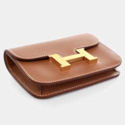 Pre Owned Hermes Constance Slim Wallet Gold Evercolor Leather Wallet
