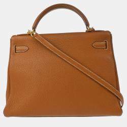 Pre Owned Hermes Kelly 32 Retourne Gold Togo 2way Handbag