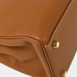 Pre Owned Hermes Kelly 32 Retourne Gold Togo 2way Handbag