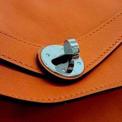 Pre Owned Hermes Lindy 30 Orange Leather Bag