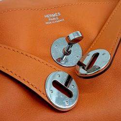 Pre Owned Hermes Lindy 30 Orange Leather Bag