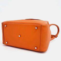 Pre Owned Hermes Lindy 30 Orange Leather Bag