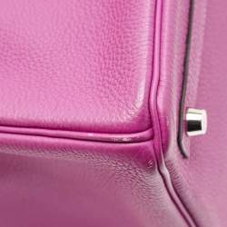 Pre Owned Hermes Rose Pourpre Togo Leather Palladium Finish Birkin 30 Bag