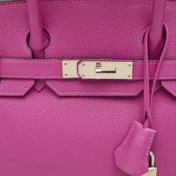Pre Owned Hermes Rose Pourpre Togo Leather Palladium Finish Birkin 30 Bag