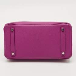 Pre Owned Hermes Rose Pourpre Togo Leather Palladium Finish Birkin 30 Bag