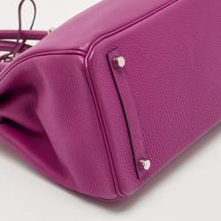 Pre Owned Hermes Rose Pourpre Togo Leather Palladium Finish Birkin 30 Bag