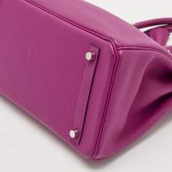 Pre Owned Hermes Rose Pourpre Togo Leather Palladium Finish Birkin 30 Bag