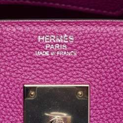 Pre Owned Hermes Rose Pourpre Togo Leather Palladium Finish Birkin 30 Bag