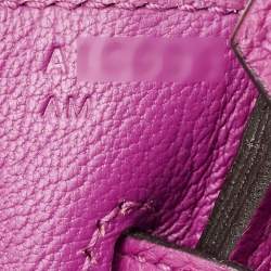 Pre Owned Hermes Rose Pourpre Togo Leather Palladium Finish Birkin 30 Bag