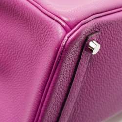 Pre Owned Hermes Rose Pourpre Togo Leather Palladium Finish Birkin 30 Bag