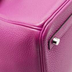 Pre Owned Hermes Rose Pourpre Togo Leather Palladium Finish Birkin 30 Bag
