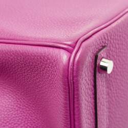 Pre Owned Hermes Rose Pourpre Togo Leather Palladium Finish Birkin 30 Bag