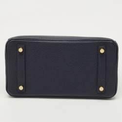 Pre Owned Hermes Bleu Nuit Togo Leather Gold Finish Birkin 25 Bag