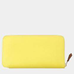Pre Owned Hermes Azap Long Lime Evercolor Leather Wallet