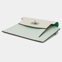 Pre Owned Hermes Kelly Pocket Compact Tricolor Vert Fizz Nata Vert Comics Epsom Leather Wallet