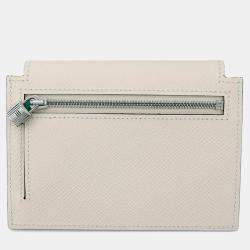 Pre Owned Hermes Kelly Pocket Compact Tricolor Vert Fizz Nata Vert Comics Epsom Leather Wallet