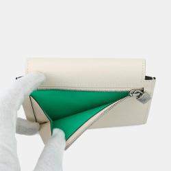 Pre Owned Hermes Kelly Pocket Compact Tricolor Vert Fizz Nata Vert Comics Epsom Leather Wallet