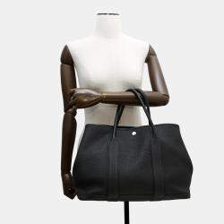 Pre Owned Hermes Garden Party PM Black Negonda Leather Tote Bag