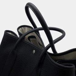 Pre Owned Hermes Garden Party PM Black Negonda Leather Tote Bag