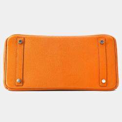 Pre Owned Hermes Birkin 30 Orange Chevre Mysore Goatskin Handbag