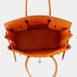 Pre Owned Hermes Birkin 30 Orange Chevre Mysore Goatskin Handbag