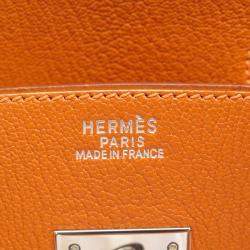Pre Owned Hermes Birkin 30 Orange Chevre Mysore Goatskin Handbag