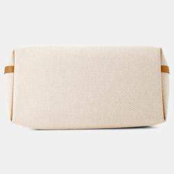 Pre Owned Hermes 24/24 Sac Van Quatre 35 Sesame Ecru Toile H Swift Leather Shoulder Bag